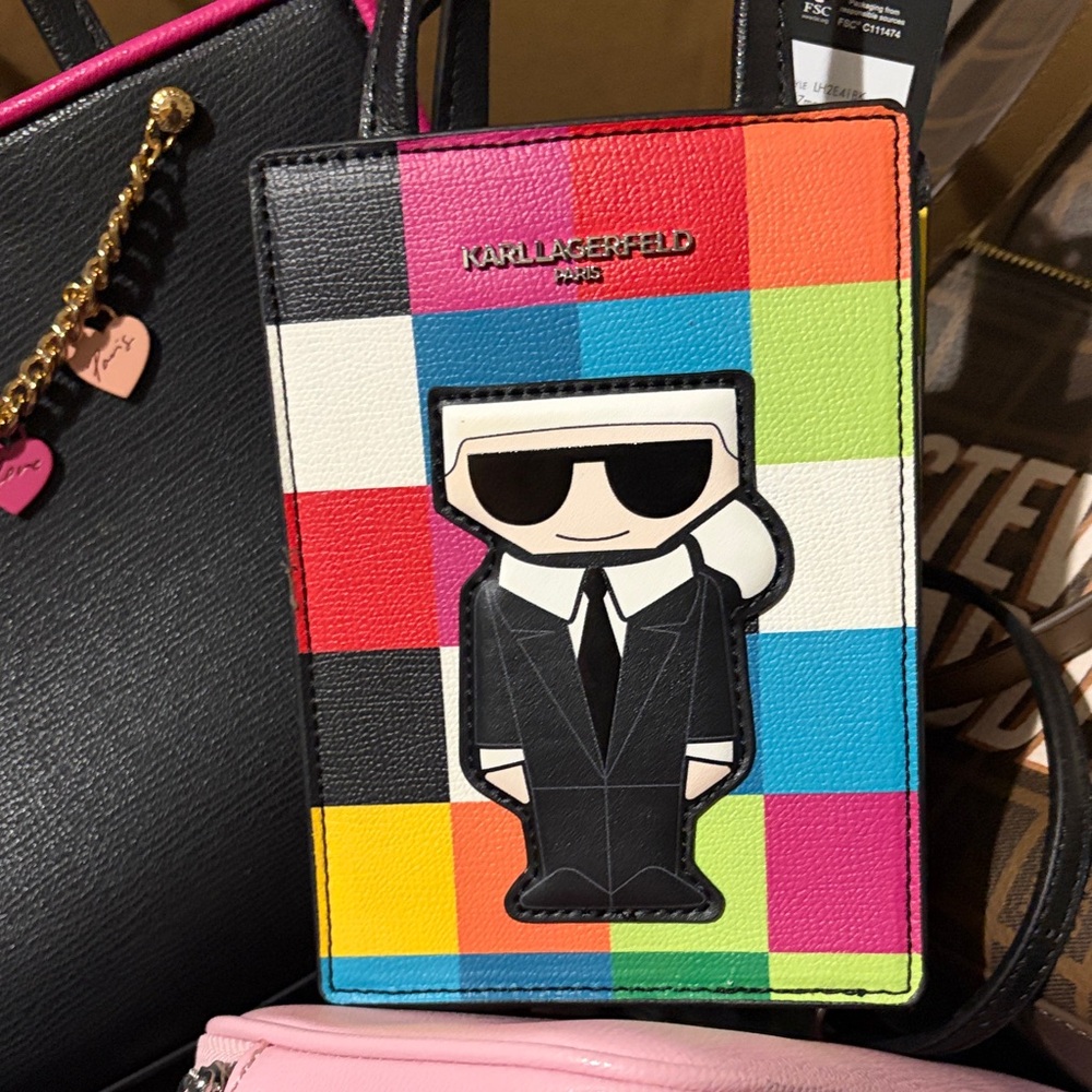 Karl Lagerfeld Multicolor Checkered Mini Tote with Iconic Karl Patch